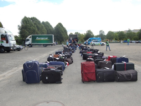 07.08.11: Leider schon zu Ende: Am Ende der Tour die 'Gepäckausgabe' in Gießen