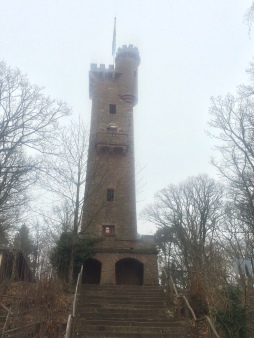 Imposanter Aussichtsturm am Wanderheim.